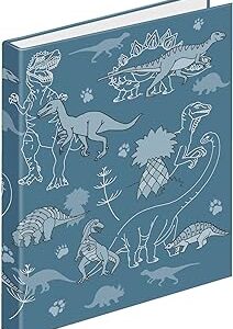 carpeta azul con silueta de dinosaurios