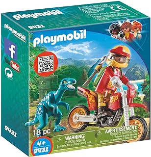 playmobil dinosaurios velociraptor con moto
