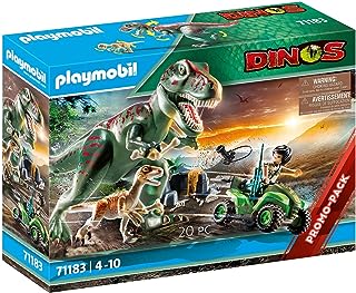 playmobil de dinosaurios t-rex persiguiendo un quad